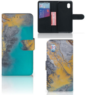 B2Ctelecom Flip Case Alcatel 1B (2020) Hoesje Marble Blue Gold