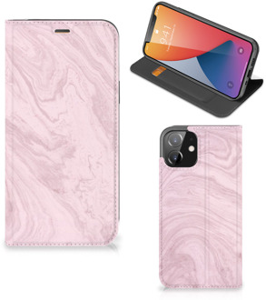 B2Ctelecom Flip Case iPhone 12 | iPhone 12 Pro Smart Cover Marble Pink