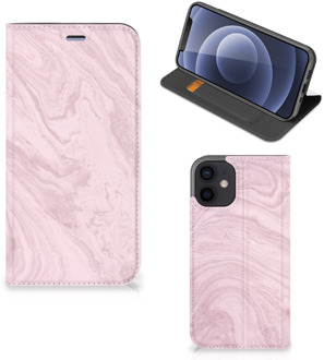 B2Ctelecom Flip Case iPhone 12 Mini Smart Cover Marble Pink