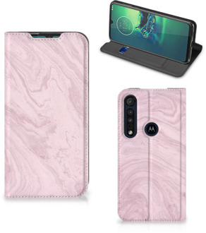 B2Ctelecom Flip Case Motorola G8 Plus Smart Cover Marble Pink