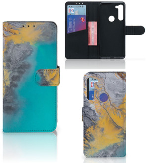 B2Ctelecom Flip Case Motorola G8 Power Hoesje Marble Blue Gold