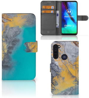 B2Ctelecom Flip Case Motorola Moto G Pro Hoesje Marble Blue Gold