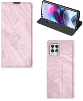 B2Ctelecom Flip Case Motorola Moto G100 Smart Cover Marble Pink