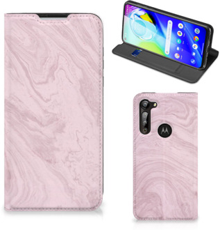 B2Ctelecom Flip Case Motorola Moto G8 Power Smart Cover Marble Pink