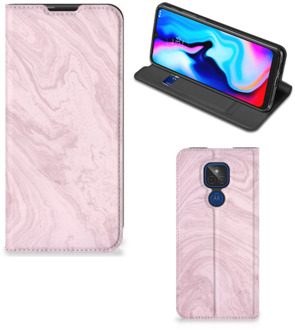 B2Ctelecom Flip Case Motorola Moto G9 Play Smart Cover Marble Pink