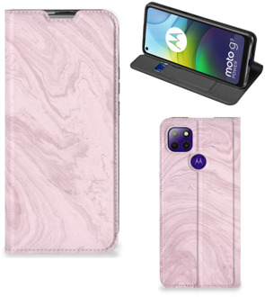 B2Ctelecom Flip Case Motorola Moto G9 Power Smart Cover Marble Pink