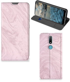 B2Ctelecom Flip Case Nokia 2.4 Smart Cover Marble Pink