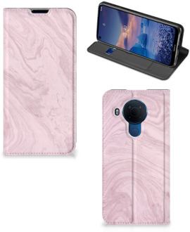 B2Ctelecom Flip Case Nokia 5.4 Smart Cover Marble Pink