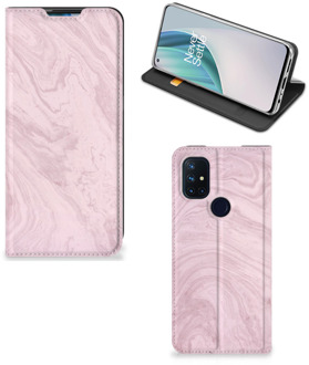 B2Ctelecom Flip Case OnePlus Nord N10 5G Smart Cover Marble Pink