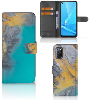 B2Ctelecom Flip Case OPPO A72 | OPPO A52 Hoesje Marble Blue Gold