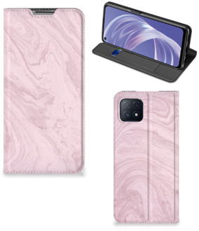 B2Ctelecom Flip Case OPPO A73 5G Smart Cover Marble Pink