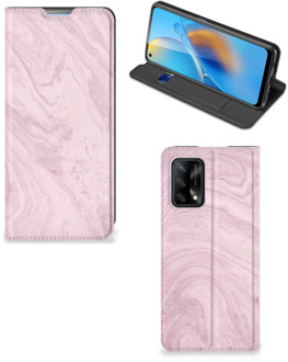 B2Ctelecom Flip Case OPPO A74 4G Smart Cover Marble Pink