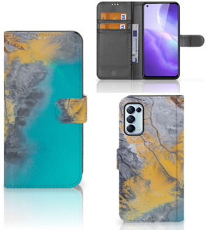 B2Ctelecom Flip Case OPPO Find X3 Lite Hoesje Marble Blue Gold