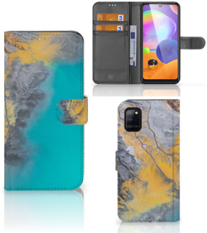 B2Ctelecom Flip Case Samsung Galaxy A31 Hoesje Marble Blue Gold