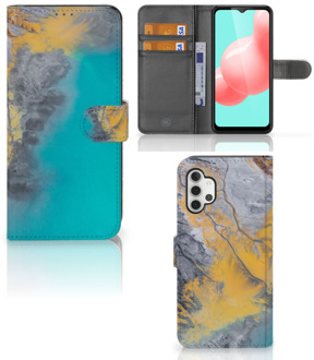 B2Ctelecom Flip Case Samsung Galaxy A32 5G Hoesje Marble Blue Gold