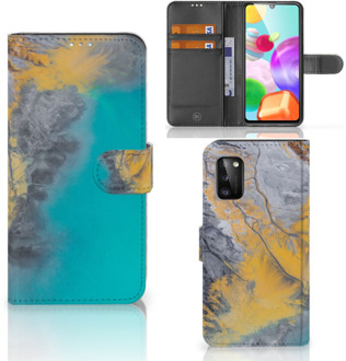 B2Ctelecom Flip Case Samsung Galaxy A41 Hoesje Marble Blue Gold