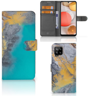 B2Ctelecom Flip Case Samsung Galaxy A42 5G Hoesje Marble Blue Gold