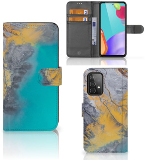 B2Ctelecom Flip Case Samsung Galaxy A52 Hoesje Marble Blue Gold