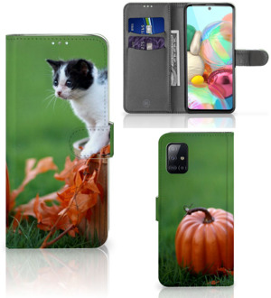 B2Ctelecom Flip Case Samsung Galaxy A71 Hoesje Kitten