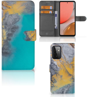 B2Ctelecom Flip Case Samsung Galaxy A72 Hoesje Marble Blue Gold