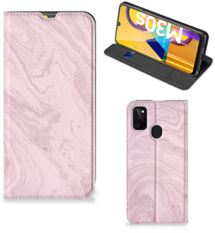 B2Ctelecom Flip Case Samsung Galaxy M21 Smart Cover Marble Pink