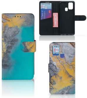 B2Ctelecom Flip Case Samsung Galaxy M31 Hoesje Marble Blue Gold