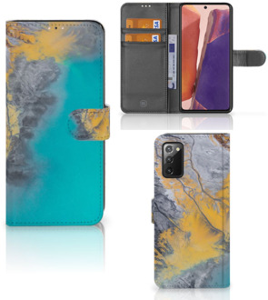 B2Ctelecom Flip Case Samsung Galaxy Note 20 Hoesje Marble Blue Gold