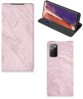 B2Ctelecom Flip Case Samsung Galaxy Note20 Smart Cover Marble Pink