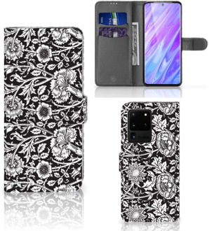 B2Ctelecom Flip Case Samsung Galaxy S20 Ultra Hoesje Black Flowers