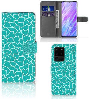 B2Ctelecom Flip Case Samsung Galaxy S20 Ultra Hoesje Design Cracks Blue