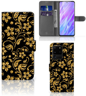 B2Ctelecom Flip Case Samsung Galaxy S20 Ultra Hoesje Gouden Bloemen