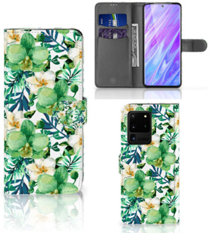 B2Ctelecom Flip Case Samsung Galaxy S20 Ultra Hoesje Orchidee Groen