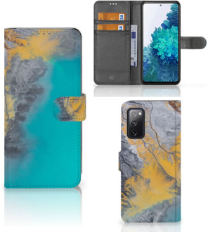 B2Ctelecom Flip Case Samsung Galaxy S20FE Hoesje Marble Blue Gold