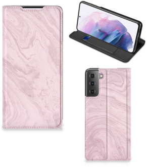 B2Ctelecom Flip Case Samsung Galaxy S21 Plus Smart Cover Marble Pink