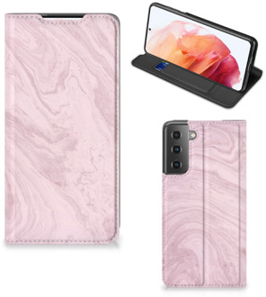 B2Ctelecom Flip Case Samsung Galaxy S21 Smart Cover Marble Pink