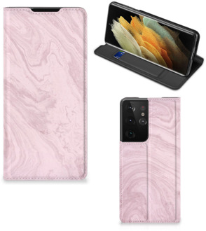 B2Ctelecom Flip Case Samsung Galaxy S21 Ultra Smart Cover Marble Pink