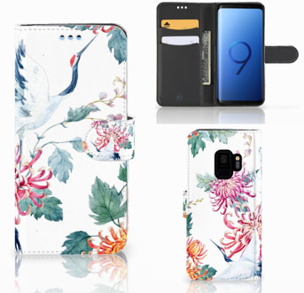 B2Ctelecom Flip Case Samsung Galaxy S9 Bird Flowers