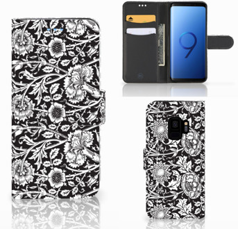 B2Ctelecom Flip Case Samsung Galaxy S9 Black Flowers