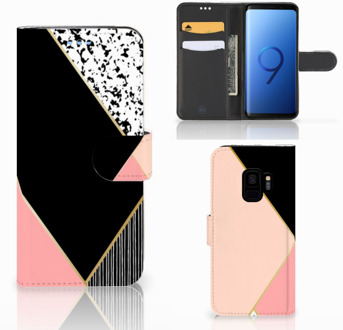 B2Ctelecom Flip Case Samsung Galaxy S9 Black Pink Shapes