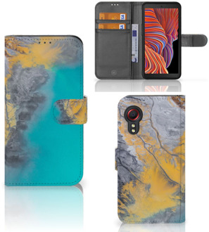 B2Ctelecom Flip Case Samsung Galaxy Xcover 5 Hoesje Marble Blue Gold