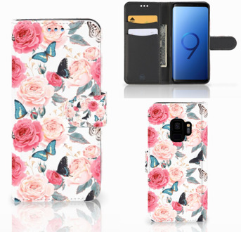 B2Ctelecom Flip Case Samsung S9 Butterfly Roses