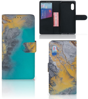 B2Ctelecom Flip Case Samsung Xcover Pro Hoesje Marble Blue Gold