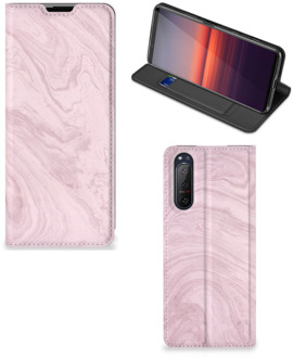 B2Ctelecom Flip Case Sony Xperia 5 II Smart Cover Marble Pink