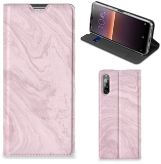 B2Ctelecom Flip Case Sony Xperia L4 Smart Cover Marble Pink