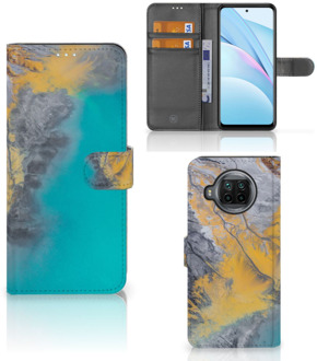 B2Ctelecom Flip Case Xiaomi Mi 10T Lite Hoesje Marble Blue Gold