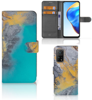 B2Ctelecom Flip Case Xiaomi Mi 10T Pro | Mi 10T Hoesje Marble Blue Gold