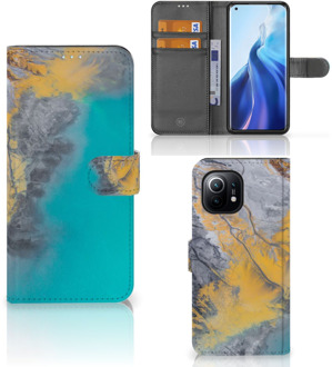 B2Ctelecom Flip Case Xiaomi Mi 11 Hoesje Marble Blue Gold