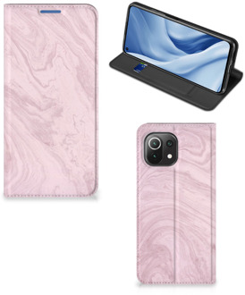 B2Ctelecom Flip Case Xiaomi Mi 11 Lite Smart Cover Marble Pink