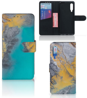 B2Ctelecom Flip Case Xiaomi Mi 9 Hoesje Marble Blue Gold