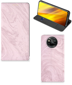 B2Ctelecom Flip Case Xiaomi Poco X3 Smart Cover Marble Pink